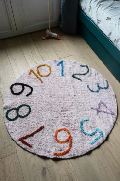 Alfombra De Algodón Redonda Diseño Números