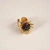 Anillo Dorado Ajustable Con Diseño De Girasol Negro