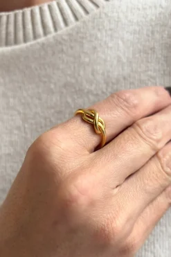 Anillo Dorado Ajustable Con Diseño Infinito