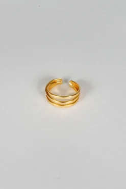 Anillo Dorado Ajustable Con Diseño De Tres Argollas