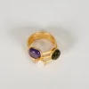 Anillo Dorado Con Piedras De Colores