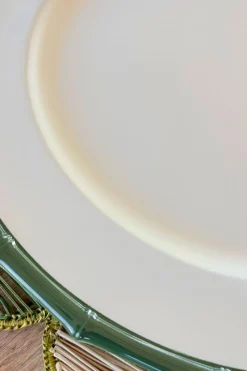 Bajoplato Blanco Con Borde Diseño Bambú Verde