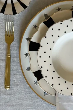 Bajoplato Blanco Con Borde Dorado Y Árboles