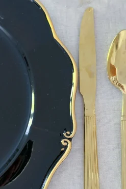 Bajoplato Negro Con Borde Dorado