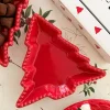 Bandeja Con Diseño De Árbol Roja Mediana