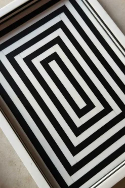 Bandeja De Resina Con Diseño De Rayas Blancas Y Negras