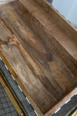 Bandeja De Resina Y Madera Con Diseño De Rayas Blancas Y Negras Grande