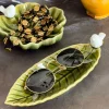 Bandeja Decorativa Verde Flor Con Pájaro Blanco