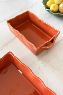 Bandeja Horno Con Borde Ondulado Terracota