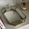 Bandeja Octogonal De Cristal Con Detalles Dorados Mediana