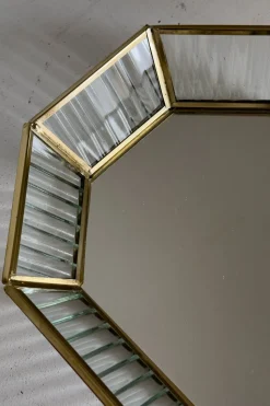 Bandeja Octogonal De Cristal Con Detalles Dorados Mediana