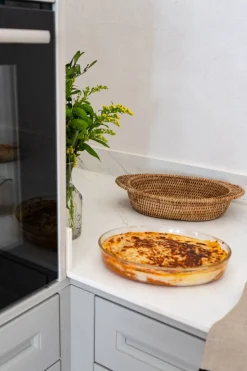Bandeja Ovalada De Ratán Con Pírex