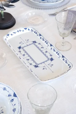 Bandeja Rectangular Crisantemos Azules Co