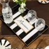 Bandeja Rectangular Rayas Blancas Y Negras Con Mensaje "Maison"