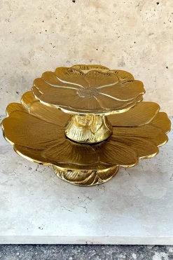 Base Con Diseño De Flor Dorada