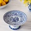 Base Con Pie De Porcelana Azul Y Blanca