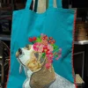 Bolsa Bordada A Mano Con Diseño De Perro Azul