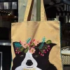 Bolsa Bordada A Mano Con Diseño De Perro Beige