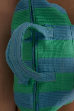 Bolsa De Viaje Rayas Azules Y Verdes