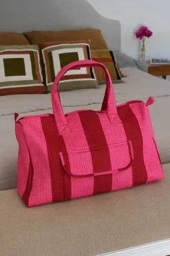 Bolsa De Viaje Rayas Rosas Y Rojas