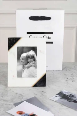 Bolsa Marco De Fotos De Mármol B&W Personalizado