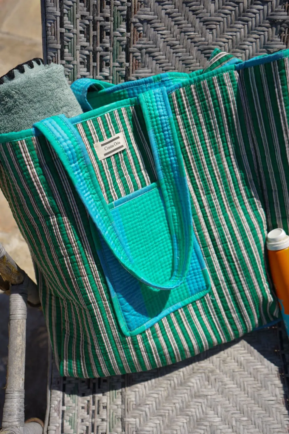 Bolsa Rayas Azules Y Verdes