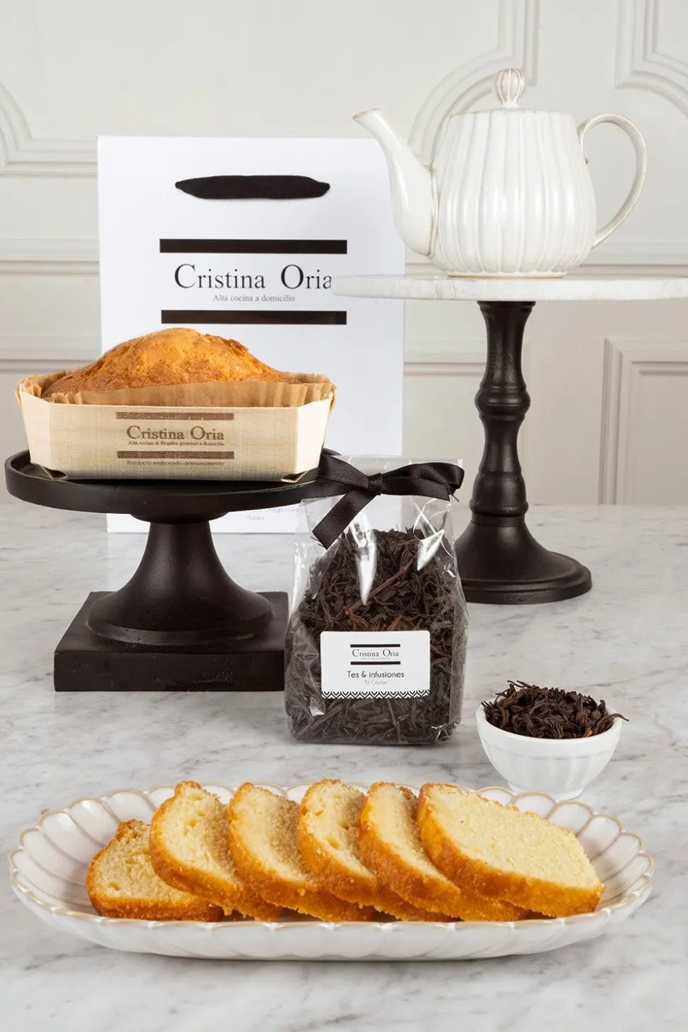 Bolsa Tea Time & Tetera Blanca Flor