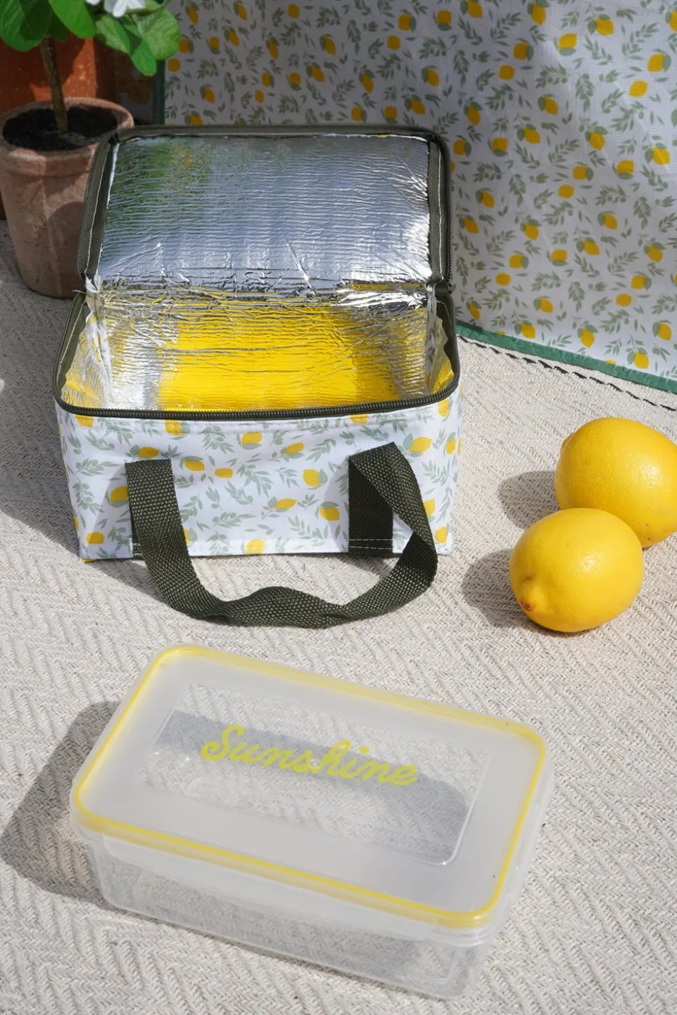 Bolsa Térmica Con Hielo Y Fiambrera Limones