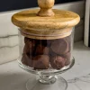 Bombonera De Cristal Con Base Y Tapa De Madera