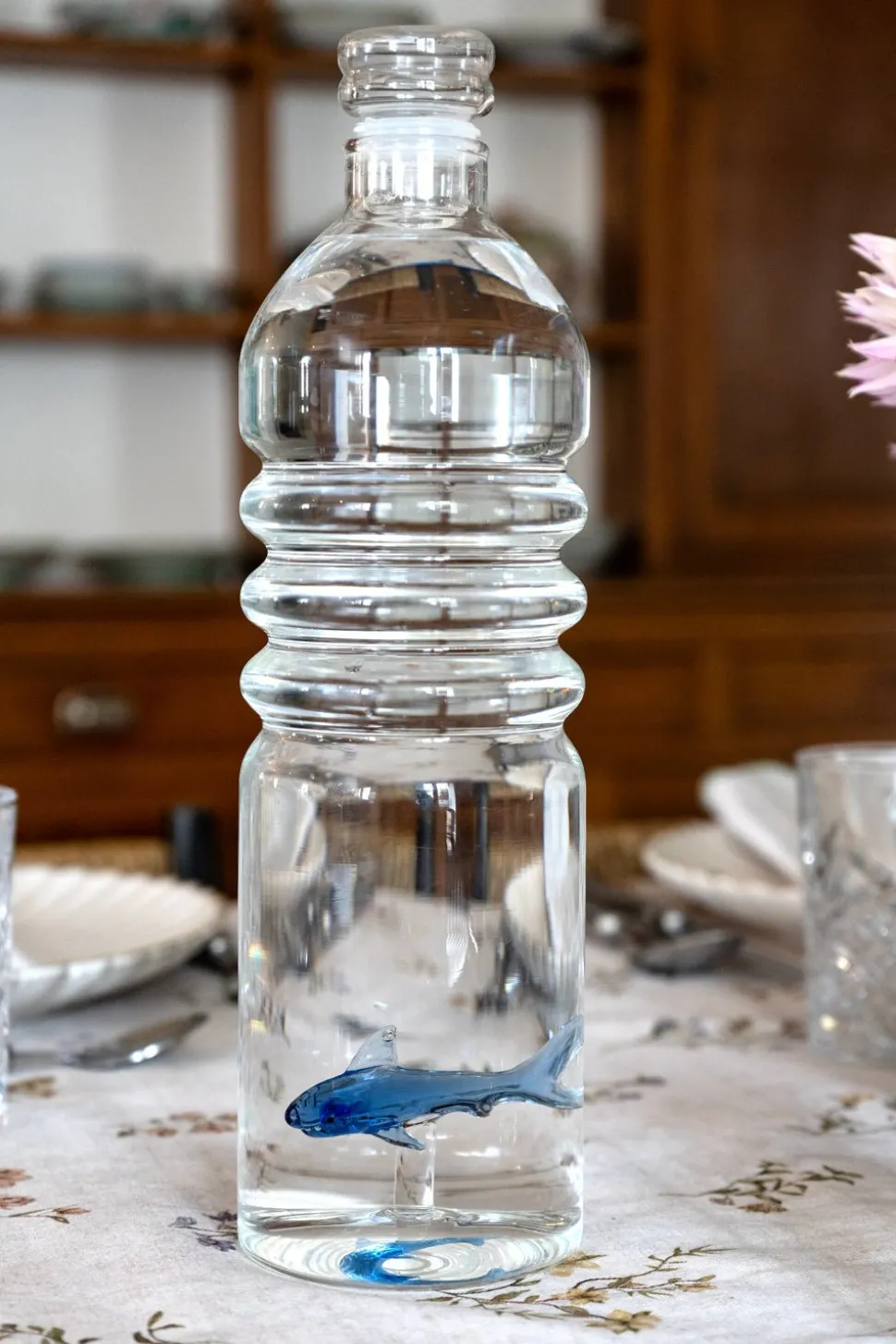 Botella De Cristal Con Figura Tiburón
