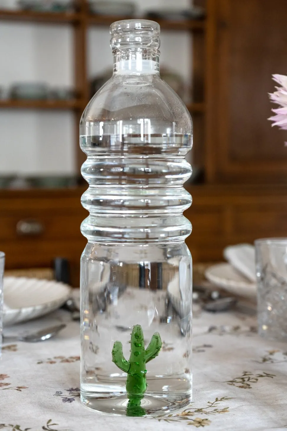 Botella De Cristal Con Figura Cactus