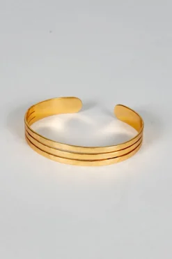Brazalete Dorado Ajustable Con Diseño De Tres Argollas