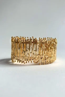 Brazalete Dorado Ajustable Con Diseño Irregular