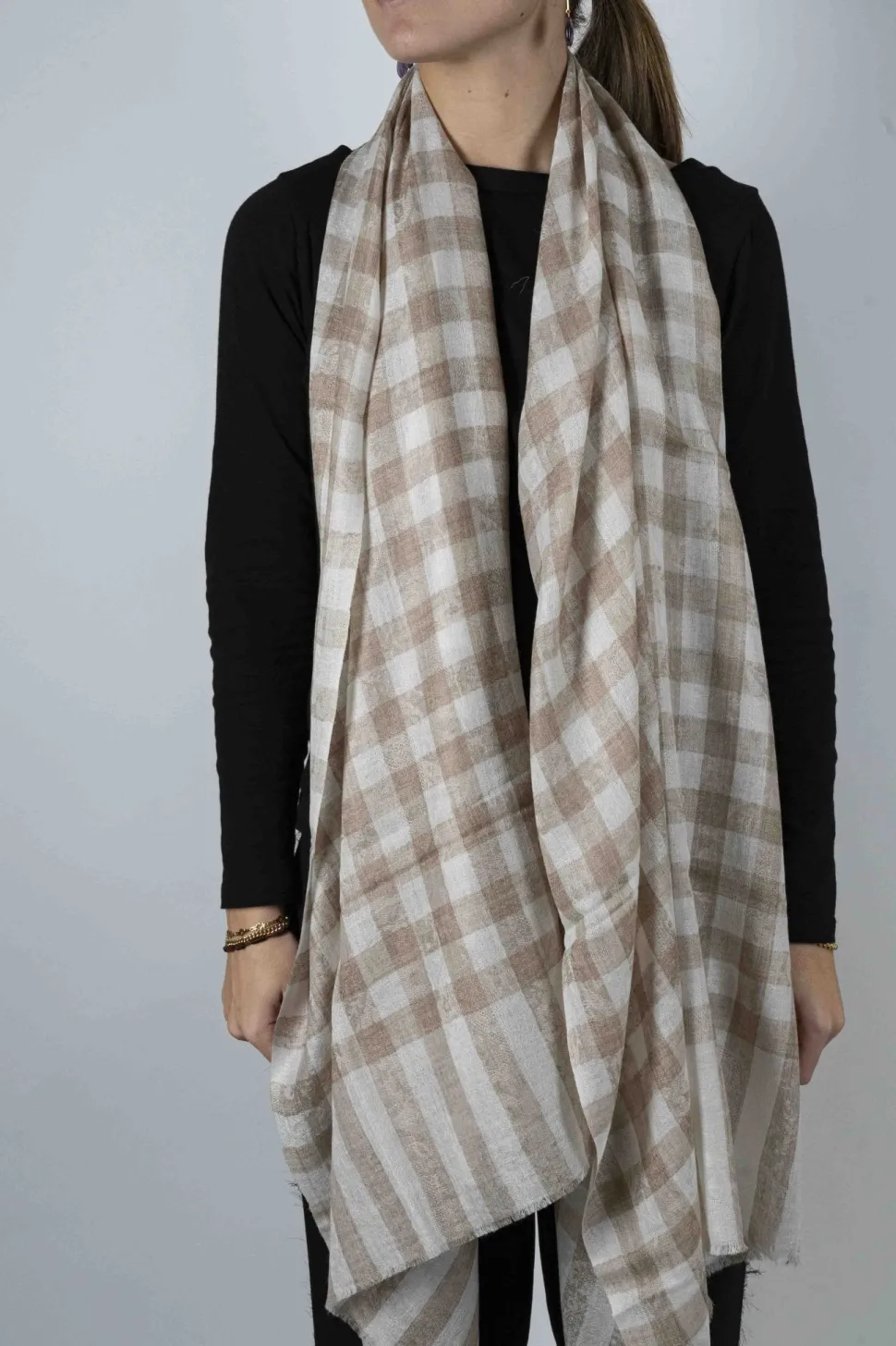 Bufanda De Cashmere Cuadros Grandes