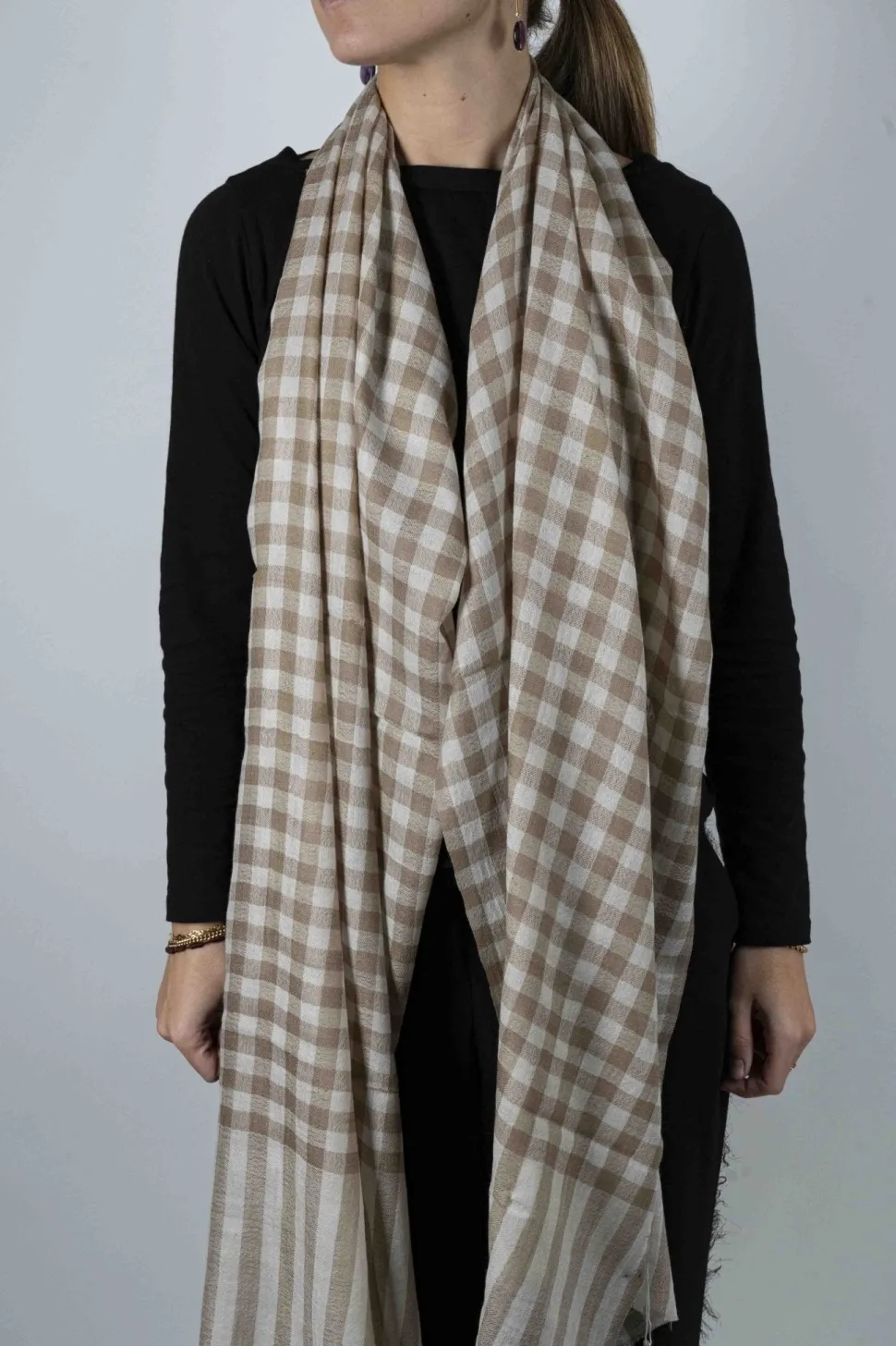 Bufanda De Cashmere Cuadros Pequeños