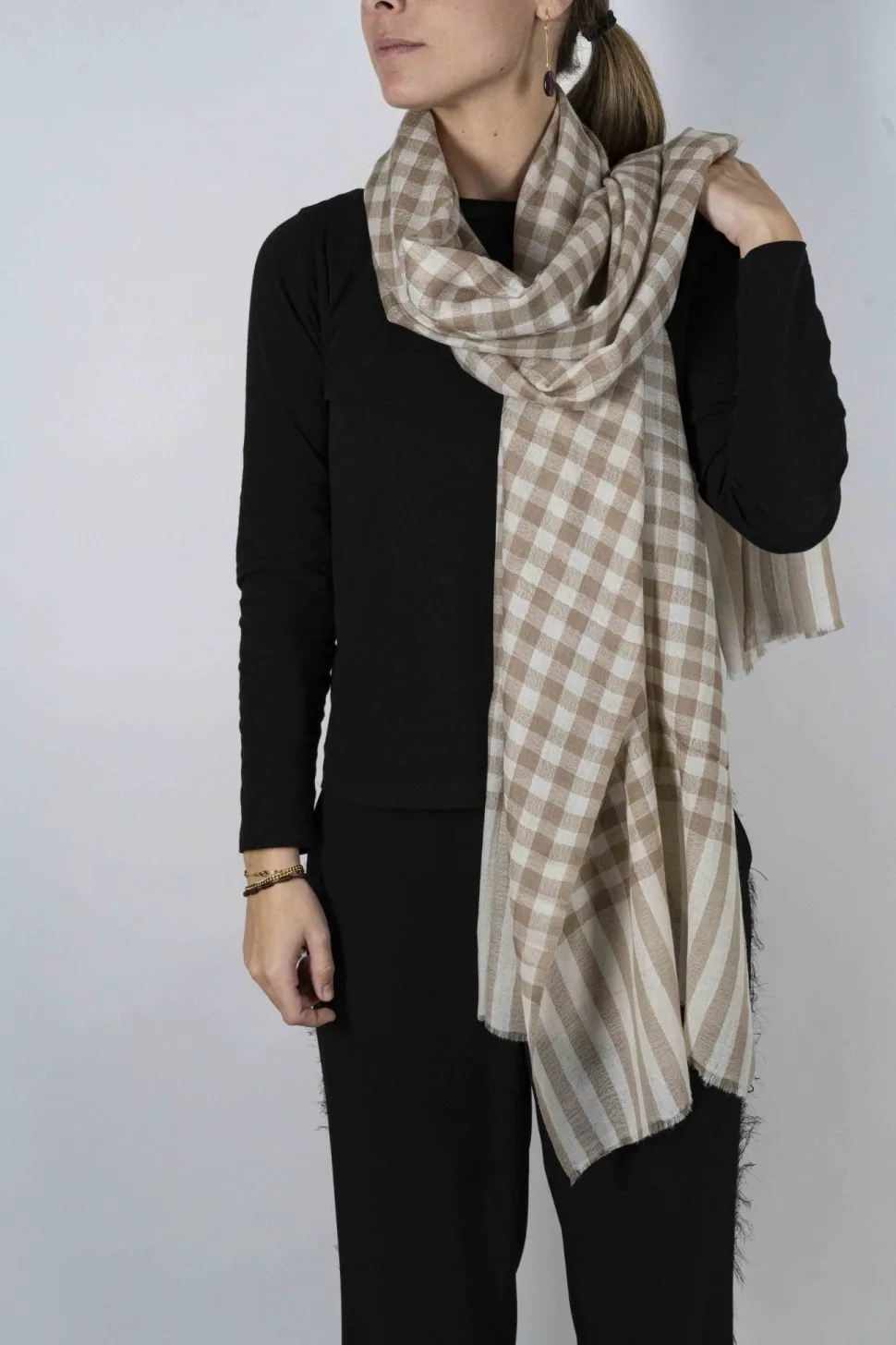 Bufanda De Cashmere Cuadros Pequeños