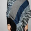 Bufanda De Lana Con Diseño Geométrico Azul