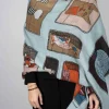 Bufanda De Lana Con Diseño De Figuras Burdeos