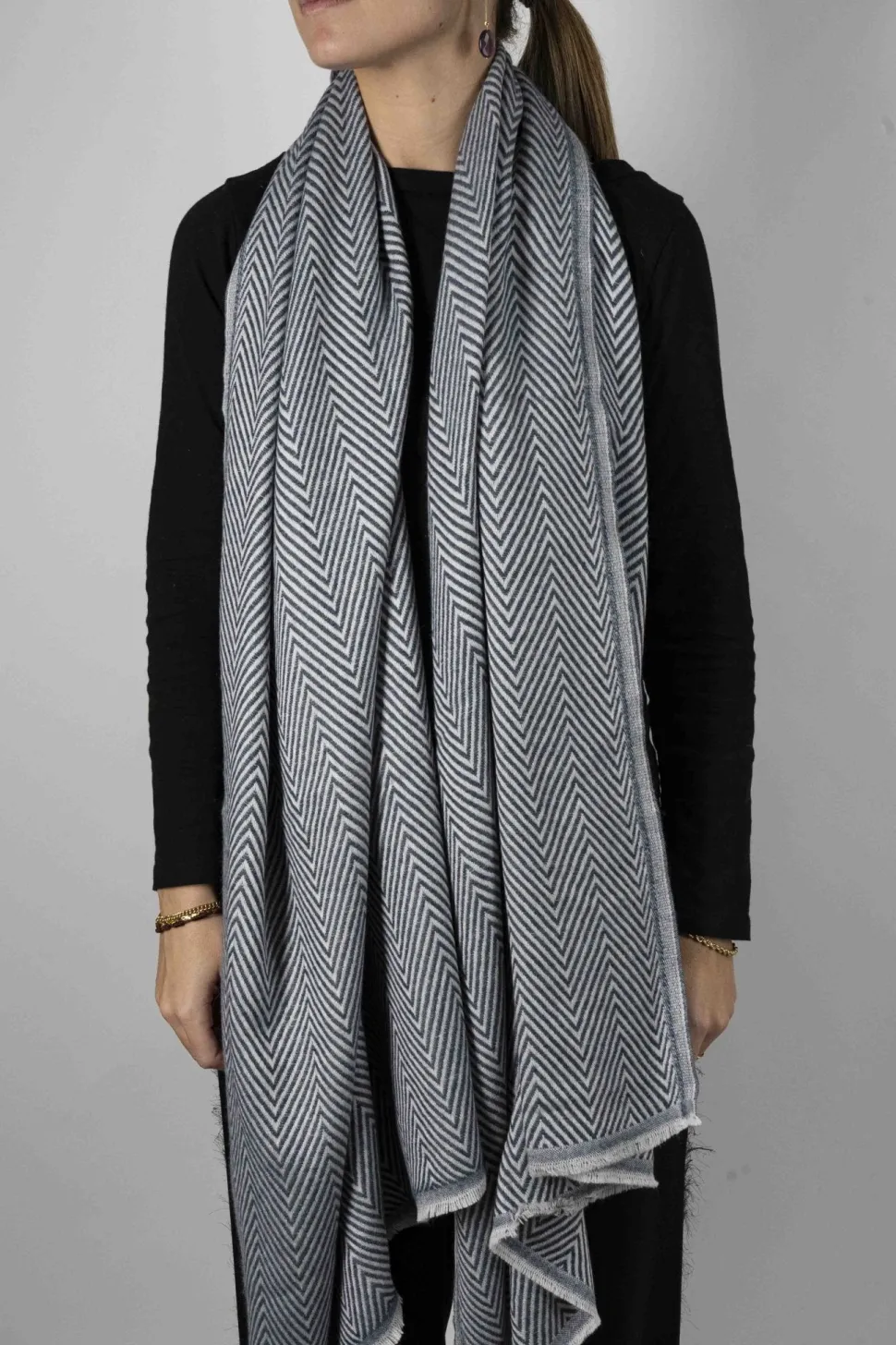 Bufanda De Lana Y Cashmere Con Diseño ZigZag