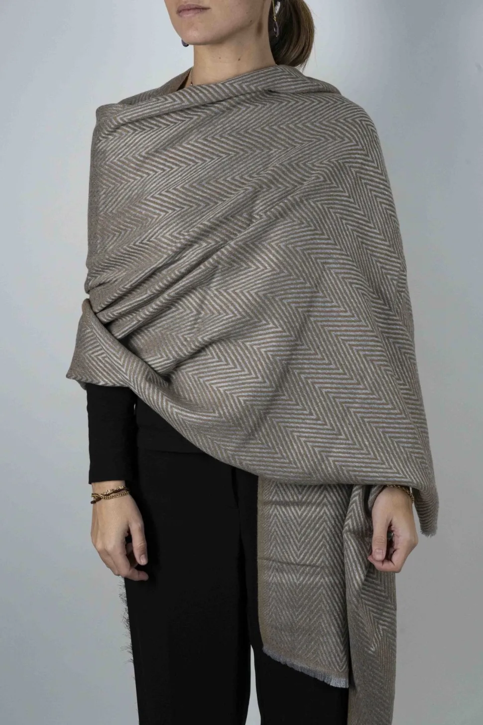 Bufanda De Lana Y Cashmere Con Diseño ZigZag