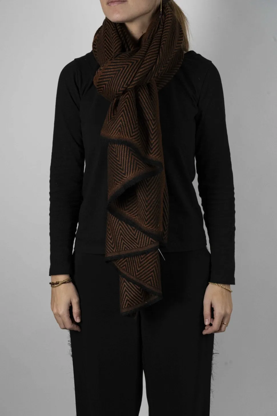 Bufanda De Lana Y Cashmere Con Diseño ZigZag