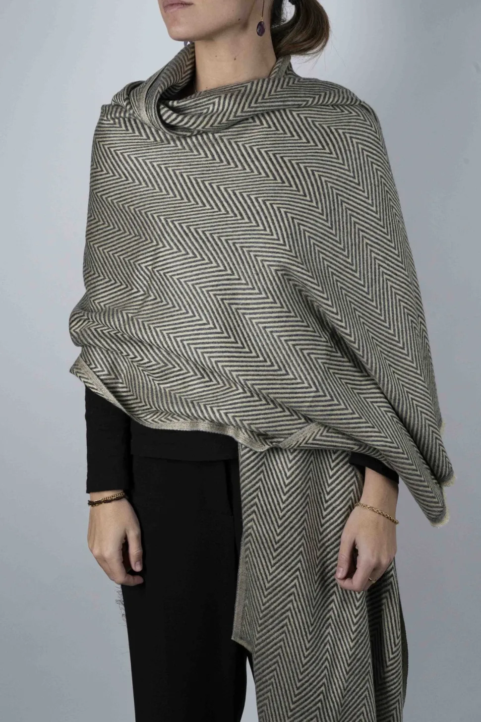 Bufanda De Lana Y Cashmere Con Diseño ZigZag