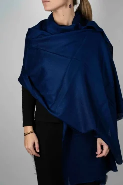 Bufanda De Lana Y Seda Azul