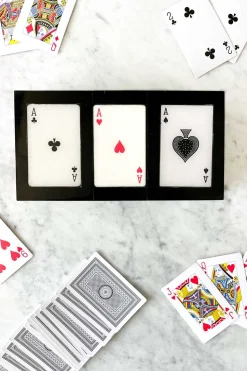Caja De Madera Alargada Con 3 Juegos De Cartas