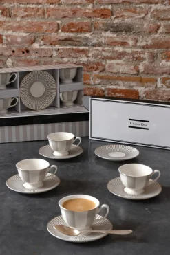 Caja De Regalo Tazas Espresso Y Platos Blanca Y Gris Cristina Oria