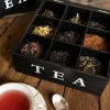 Caja de Té de Madera con 9 Compartimentos