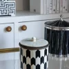 Caja Decorativa De Hueso Y Resina Redonda Con Diseño De Flechas Blancas Y Negras