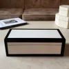 Caja Decorativa De Resina Blanca Con Bordes Negros