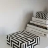Caja Decorativa De Resina Con Diseño De Puzle Blanco Y Negro
