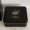 Caja Metálica Negra Con Ilustración Dorada Para Té